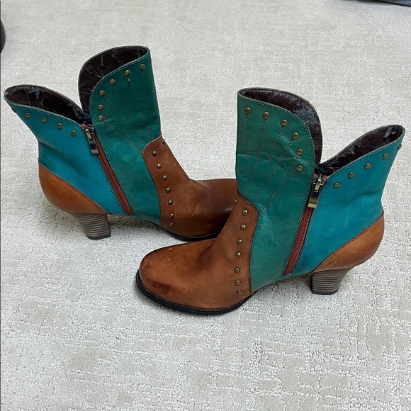 L’Artiste Teal and Brown Ankle Boots women’s size 41 - Picture 6 of 6